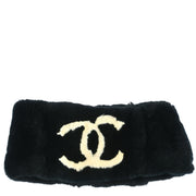 Chanel Fur Shawl Stole Black Small Good