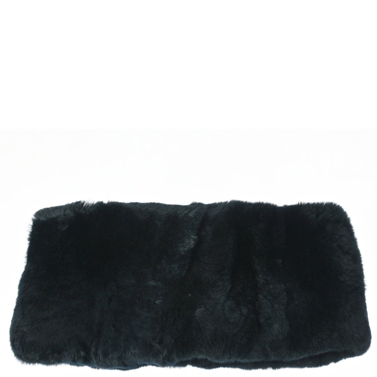 Chanel Fur Shawl Stole Black Small Good