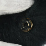 Chanel Fur Shawl Stole Black Small Good