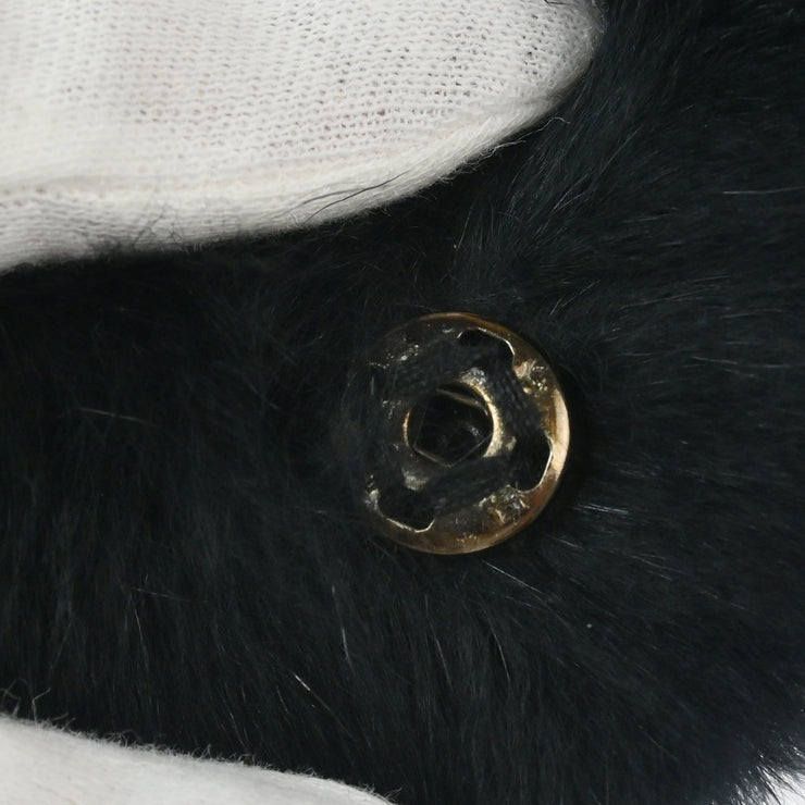 Chanel Fur Shawl Stole Black Small Good