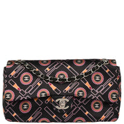 Chanel 2004-2005 Black Satin Lipstick Classic Single Flap Shoulder Bag
