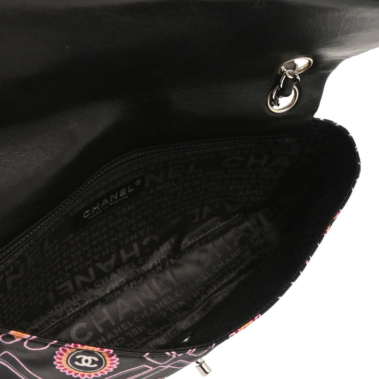 Chanel 2004-2005 Black Satin Lipstick Classic Single Flap Shoulder Bag