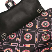 Chanel 2004-2005 Black Satin Lipstick Classic Single Flap Shoulder Bag