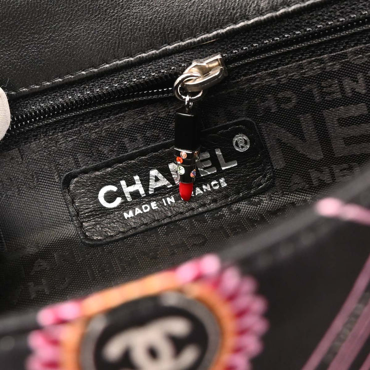 Chanel 2004-2005 Black Satin Lipstick Classic Single Flap Shoulder Bag
