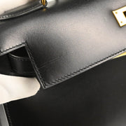 Hermes 1996 Black Box Calf Kelly 28 Sellier 2way Shoulder Handbag