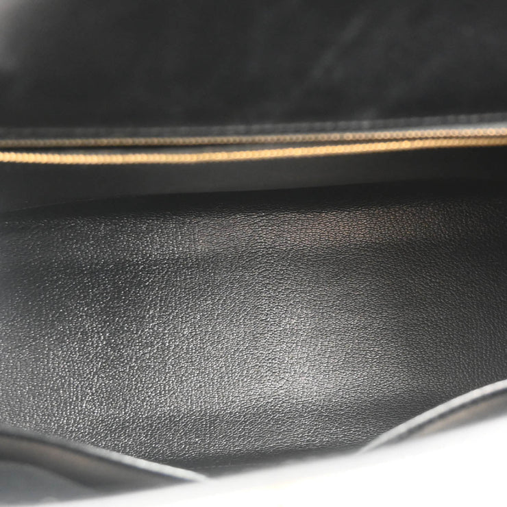 Hermes 1996 Black Box Calf Kelly 28 Sellier 2way Shoulder Handbag