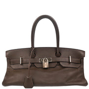 Hermes 2005 Chocolat Taurillon Clemence Shoulder Birkin Handbag