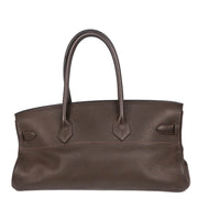 Hermes 2005 Chocolat Taurillon Clemence Shoulder Birkin Handbag