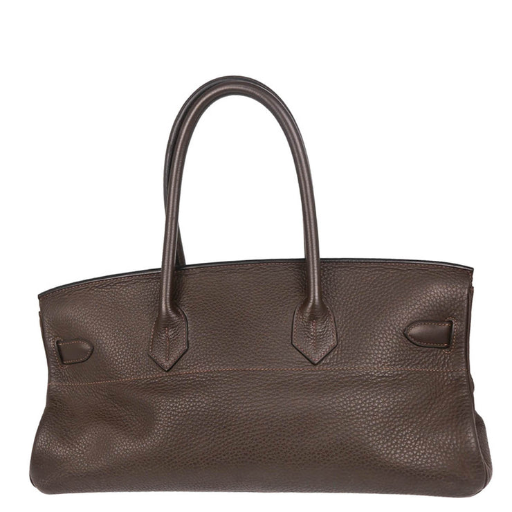Hermes 2005 Chocolat Taurillon Clemence Shoulder Birkin Handbag