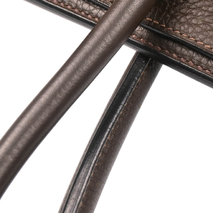 Hermes 2005 Chocolat Taurillon Clemence Shoulder Birkin Handbag