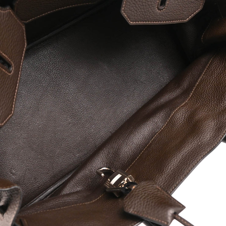 Hermes 2005 Chocolat Taurillon Clemence Shoulder Birkin Handbag