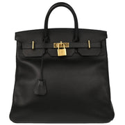 Hermes 1998 Black Ardennes Haut a Courroies 40 Handbag