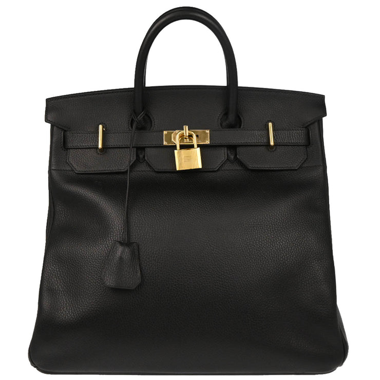 Hermes 1998 Black Ardennes Haut a Courroies 40 Handbag