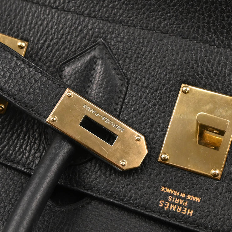 Hermes 1998 Black Ardennes Haut a Courroies 40 Handbag