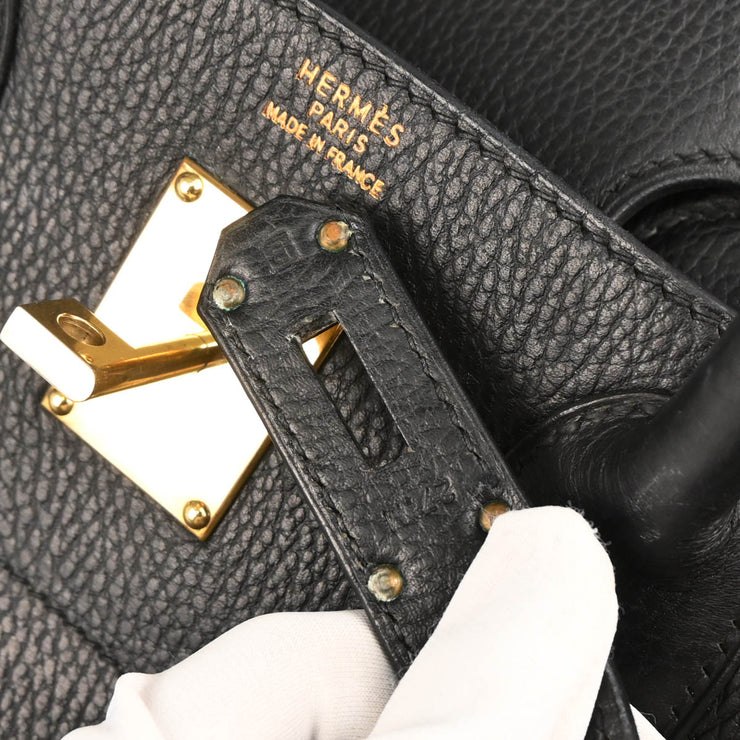 Hermes 1998 Black Ardennes Haut a Courroies 40 Handbag