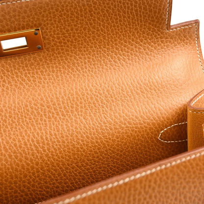 Hermes Gold Ardennes Kelly 28 Sellier 2way Shoulder Handbag