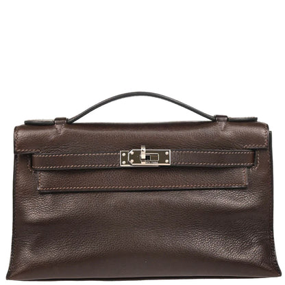 Hermes 2005 Ebene Evergrain Kelly Pochette Handbag