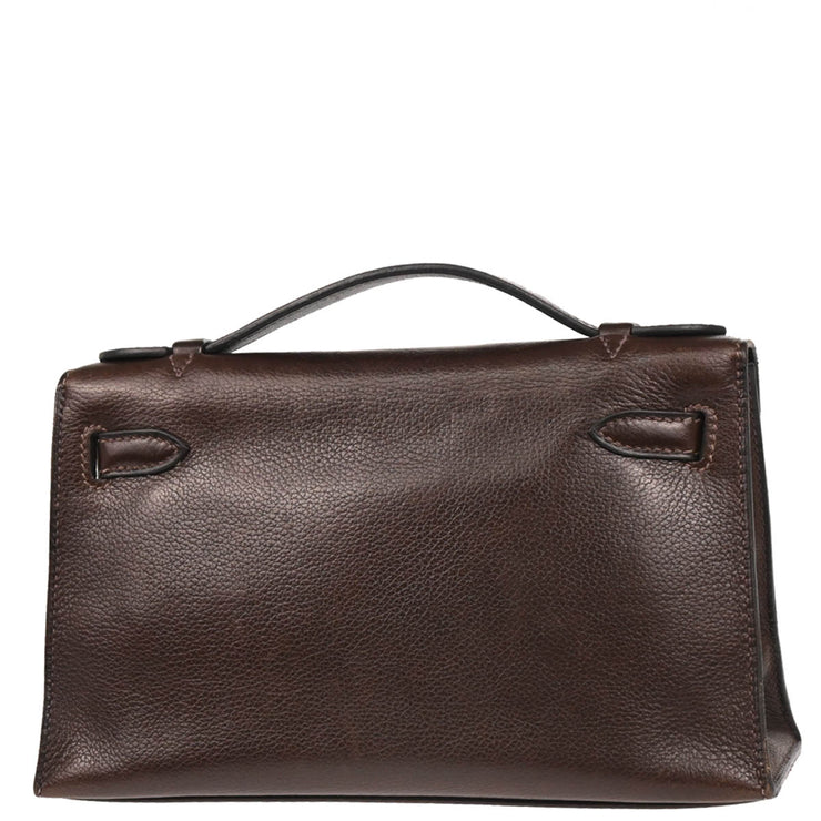 Hermes 2005 Ebene Evergrain Kelly Pochette Handbag