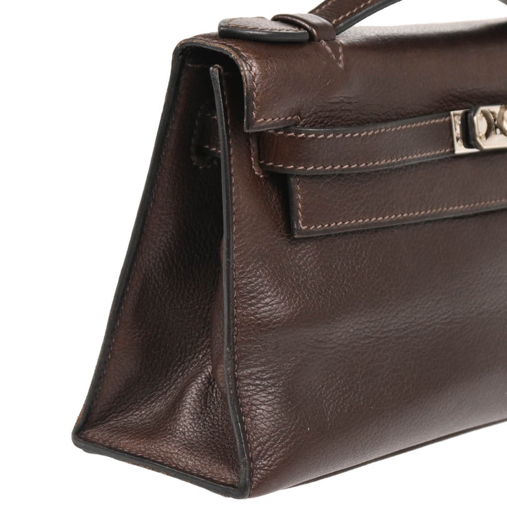 Hermes 2005 Ebene Evergrain Kelly Pochette Handbag