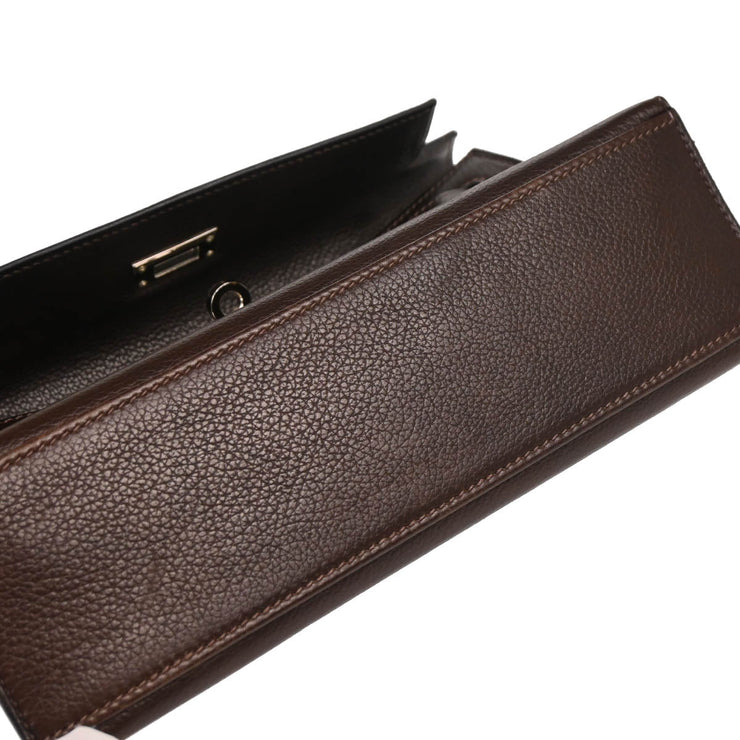 Hermes 2005 Ebene Evergrain Kelly Pochette Handbag
