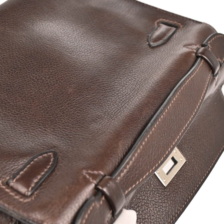 Hermes 2005 Ebene Evergrain Kelly Pochette Handbag