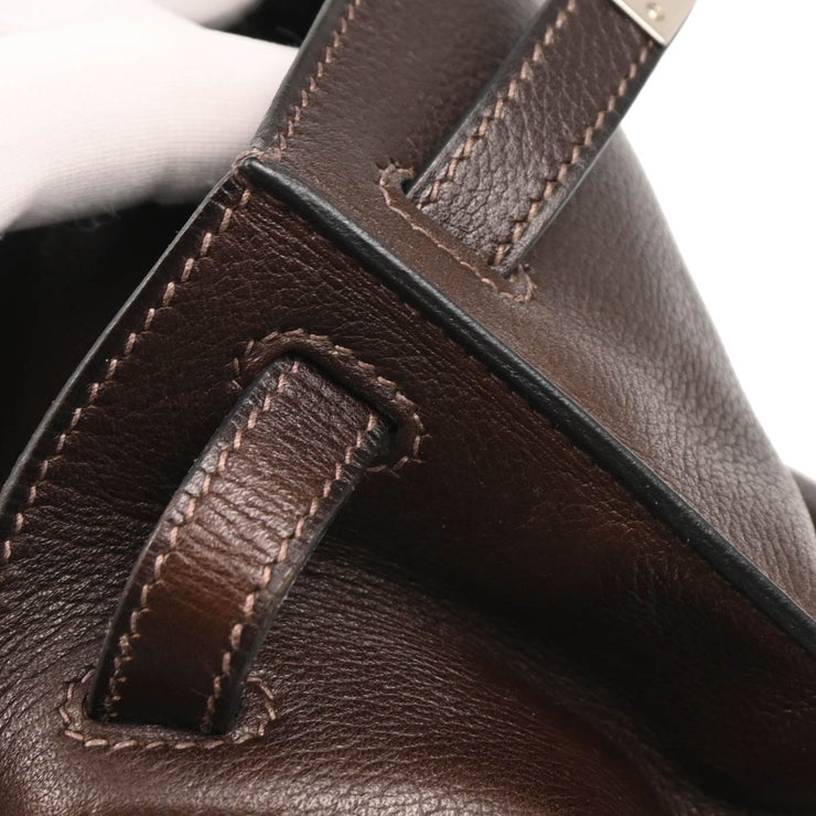 Hermes 2005 Ebene Evergrain Kelly Pochette Handbag