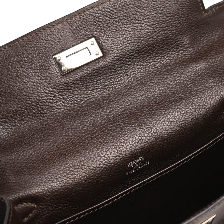 Hermes 2005 Ebene Evergrain Kelly Pochette Handbag