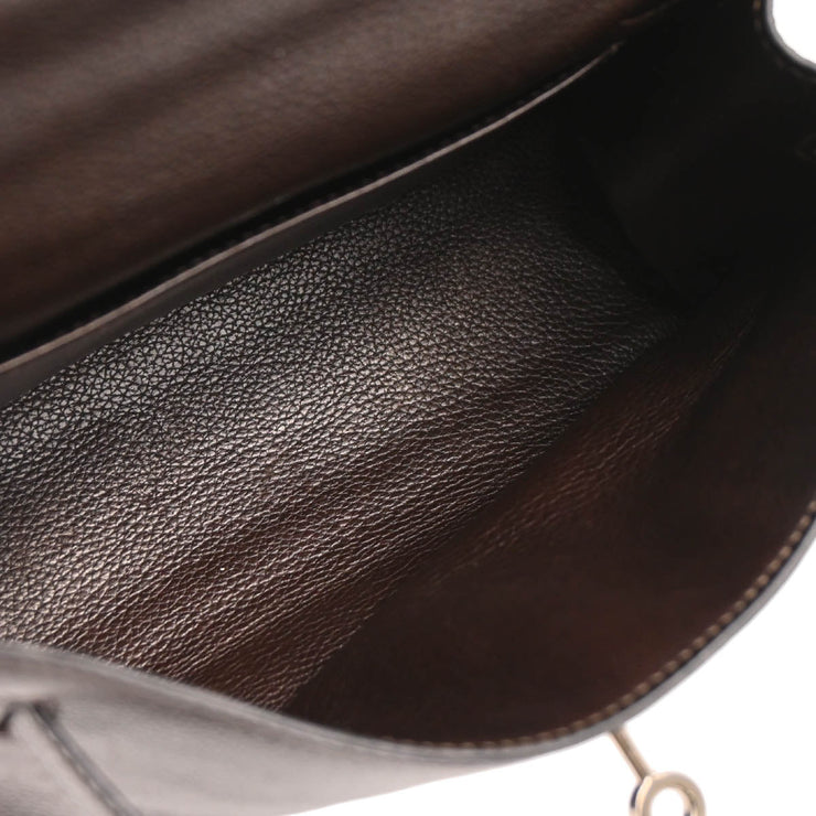 Hermes 2005 Ebene Evergrain Kelly Pochette Handbag