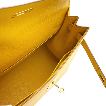 Hermes Jaune Courchevel Kelly 32 Sellier Handbag