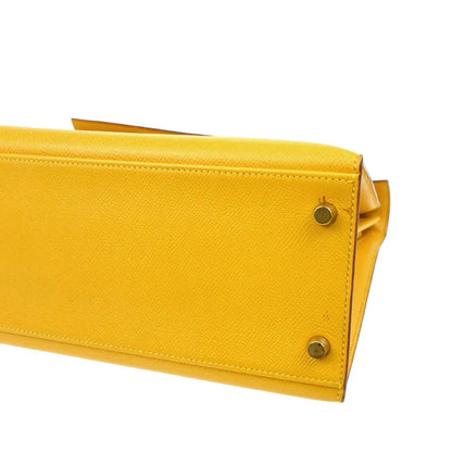 Hermes Jaune Courchevel Kelly 32 Sellier Handbag