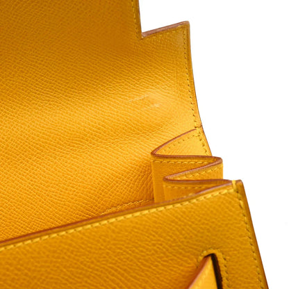 Hermes Jaune Courchevel Kelly 32 Sellier Handbag