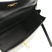 Hermes 1998 Black Box Calf Kelly 32 Sellier Handbag