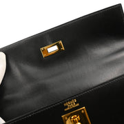 Hermes 1998 Black Box Calf Kelly 32 Sellier Handbag