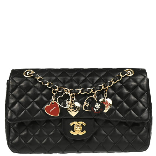Chanel 2009-2010 Black Lambskin Valentine Shoulder Bag