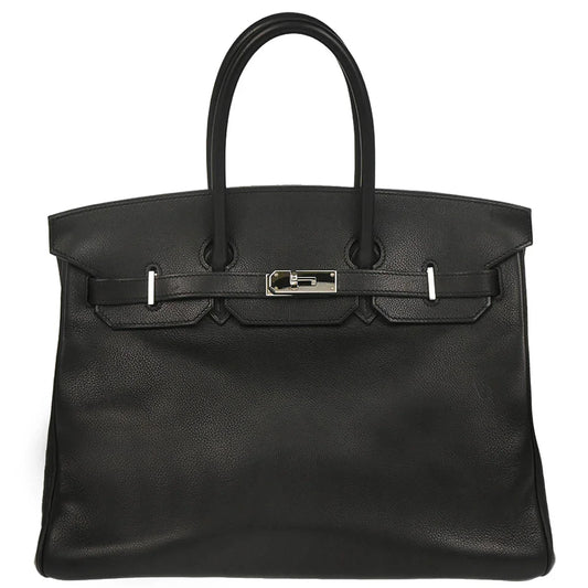 Hermes Black Evercalf Birkin 35 Handbag