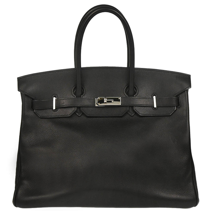 Hermes 2006 Black Evercalf Birkin 35 Handbag