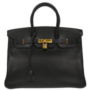 Hermes 2002 Black Ardennes Birkin 35 Handbag