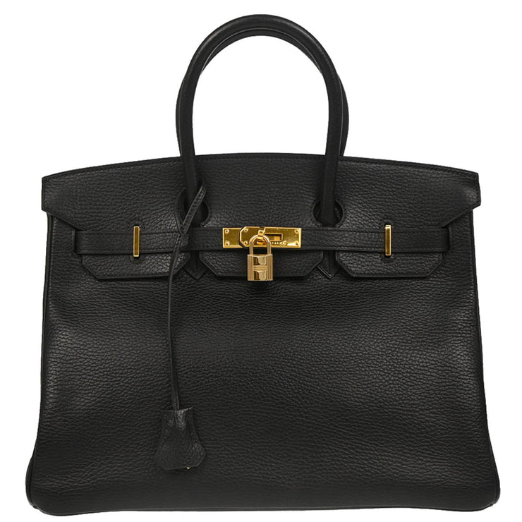Hermes 2002 Black Ardennes Birkin 35 Handbag