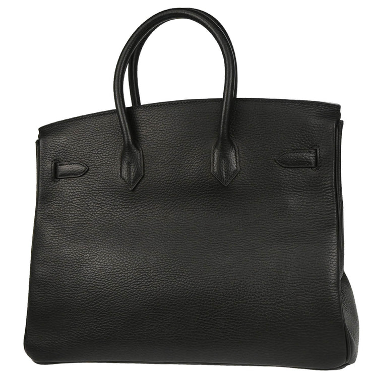 Hermes 2002 Black Ardennes Birkin 35 Handbag