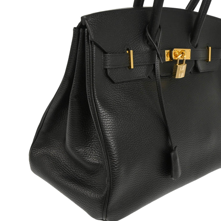 Hermes 2002 Black Ardennes Birkin 35 Handbag