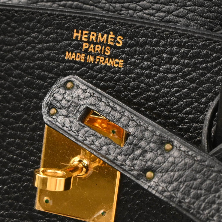 Hermes 2002 Black Ardennes Birkin 35 Handbag
