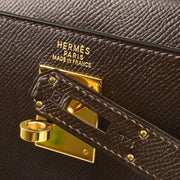 Hermes 1999 Ebene Courchevel Kelly 32 Retourne 2way Shoulder Handbag