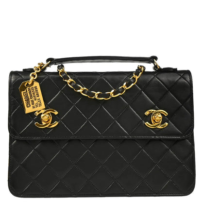 Chanel Black Lambskin 2way Shoulder Handbag