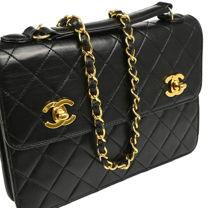 Chanel Black Lambskin 2way Shoulder Handbag