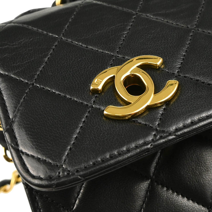 Chanel 1989-1991 Black Lambskin 2way Shoulder Handbag
