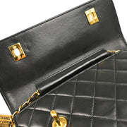 Chanel 1989-1991 Black Lambskin 2way Shoulder Handbag