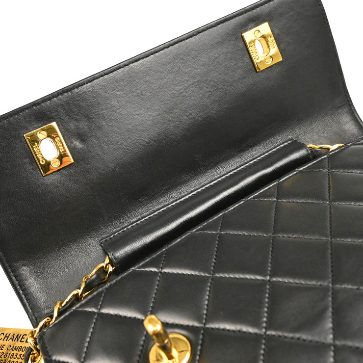 Chanel 1989-1991 Black Lambskin 2way Shoulder Handbag