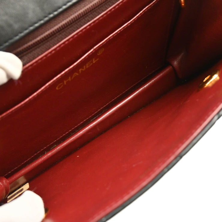 Chanel 1989-1991 Black Lambskin 2way Shoulder Handbag