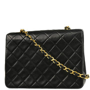 Chanel 1989-1991 Black Lambskin Classic Square Flap Shoulder Bag