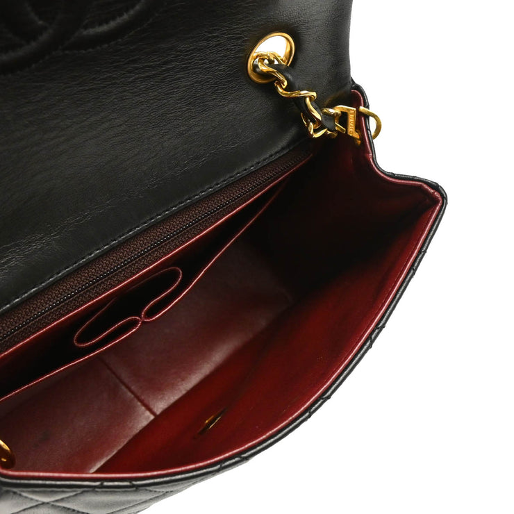Chanel 1989-1991 Black Lambskin Classic Square Flap Shoulder Bag